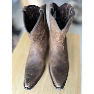 Durango Crush Western Boot Womens 10 Brown Embossed Booties Leather DRD0166